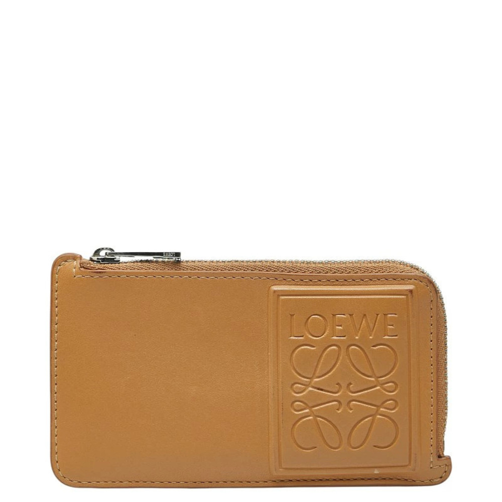 Loewe Anagram coin case Wallet Card Camel Brown Beige Cream Leather